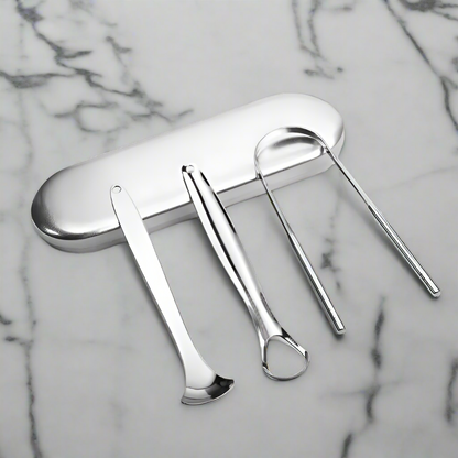Stainless Steel Tongue Cleaning 3-in-1