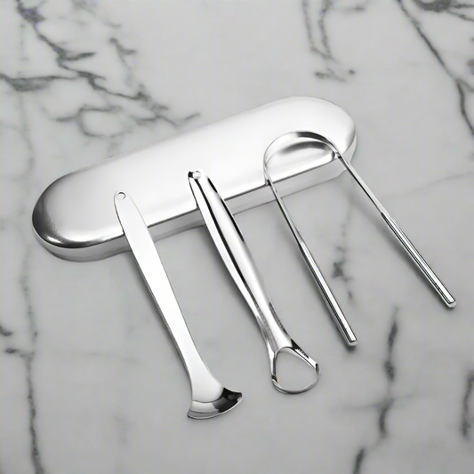 Stainless Steel Tongue Cleaning 3-in-1